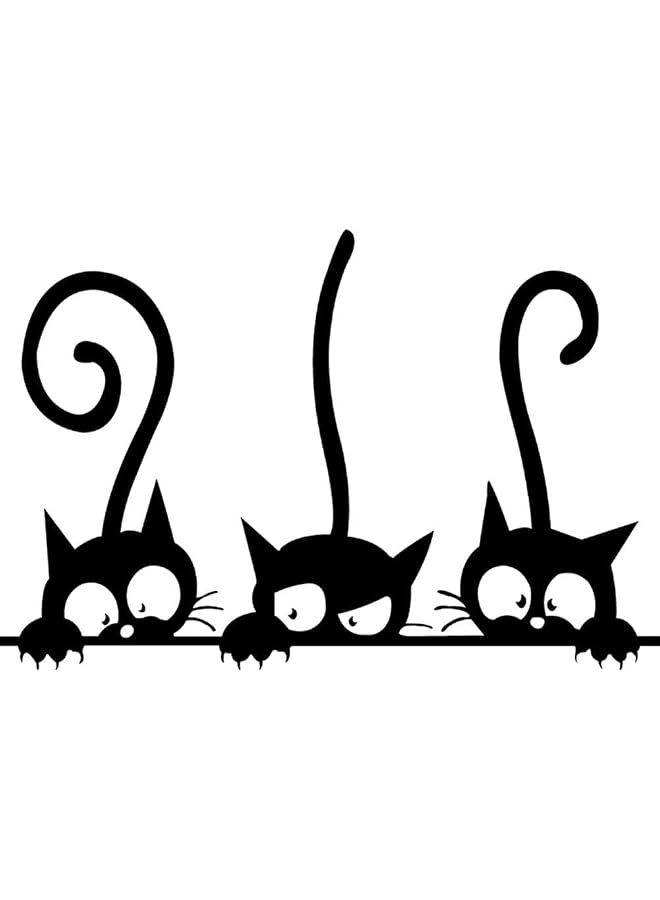 S-TOP Black Cat Wall Sticker Decal, 8''×12' PVC Vinyl Quote Art for Walls - Image 1