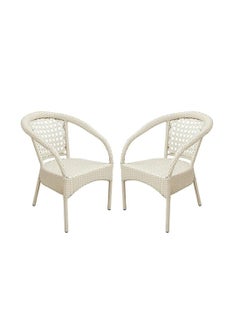 OUTAREA OUTAREA Patio 2 Seating Chair for Balcony Outdoor Indoor Patio Furniture Rattan Chair Wicker Conversation Set Poolside Lawn 2 Chair Set_Off White 