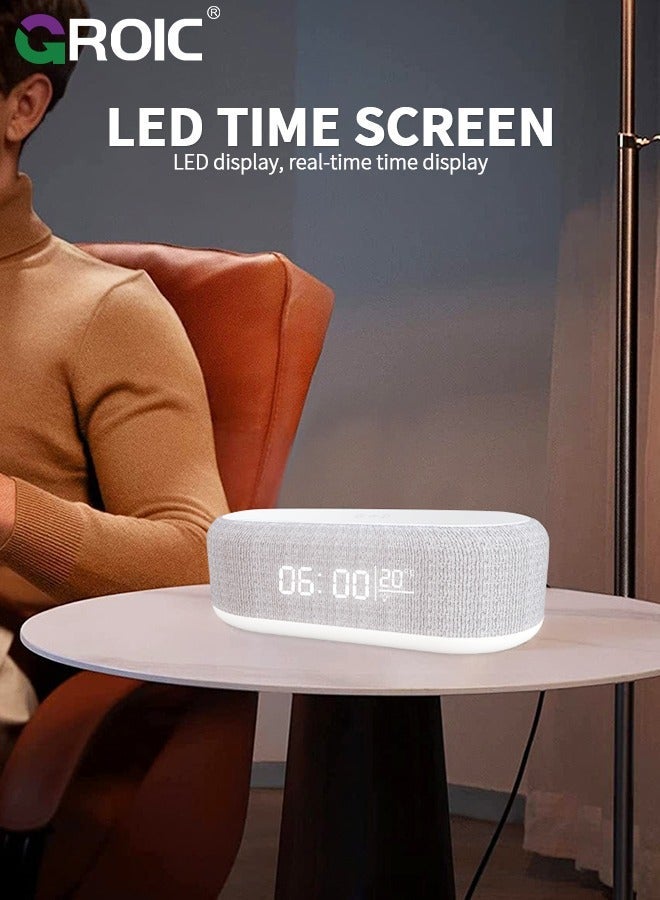 GROIC Alarm Clock with Wireless Charging 15W Fast, Clocks for Bedrooms 0-100% Dimmer, Dual Digital Temperature Display Heavy Sleepers Adults Bedside  - Image 4