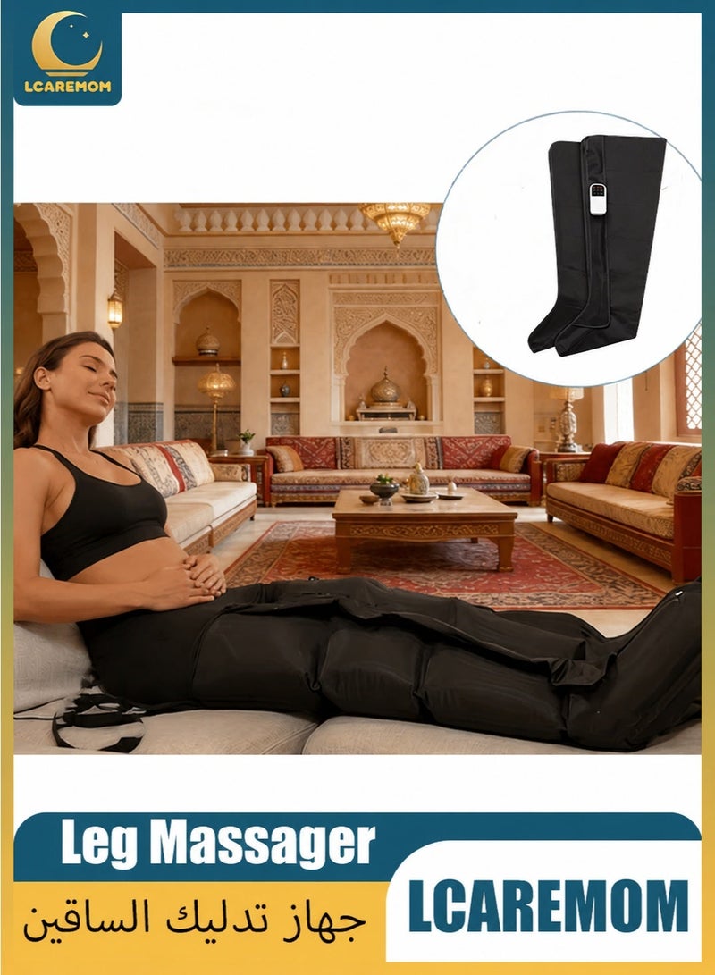 LCAREMOM Air Compression Leg Massager with Heat Function for Mother, Rechargeable Full Leg Massager for Foot Calf Thigh, Electric Leg Compression Massager Wrap, Adjustable Modes Portable Leg Massage Machine for Home Office Travel - Image 1