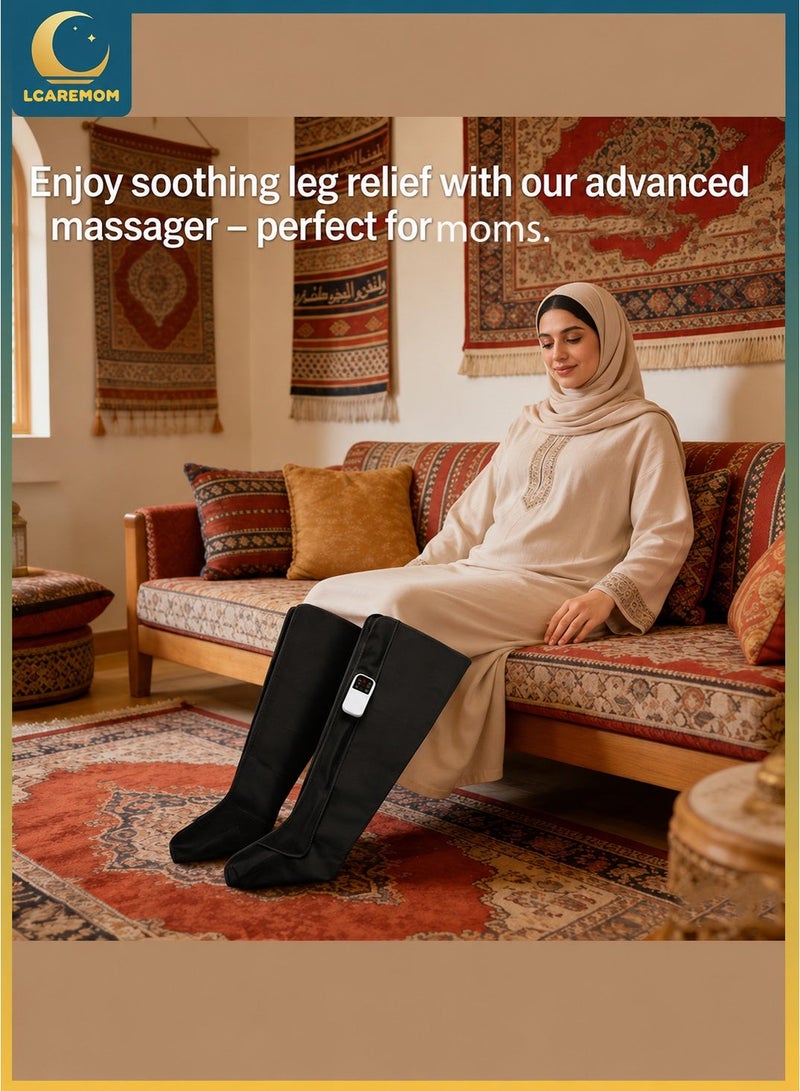 LCAREMOM Air Compression Leg Massager with Heat Function for Mother, Rechargeable Full Leg Massager for Foot Calf Thigh, Electric Leg Compression Massager Wrap, Adjustable Modes Portable Leg Massage Machine for Home Office Travel - Image 2