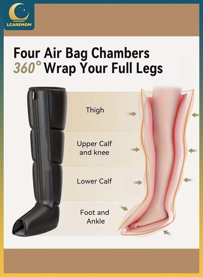 LCAREMOM Air Compression Leg Massager with Heat Function for Mother, Rechargeable Full Leg Massager for Foot Calf Thigh, Electric Leg Compression Massager Wrap, Adjustable Modes Portable Leg Massage Machine for Home Office Travel - Image 4