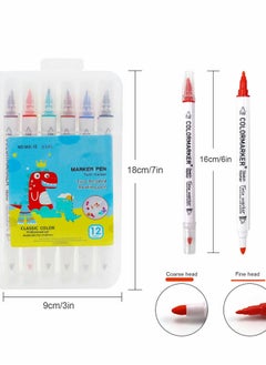 KASTWAVE Magical Water Painting Pen, 12 Colors Double Ended, Water Painting Floating Marker Pen, Magical Water Floating Pen, Erasing Whiteboard Marker Pens, Magic Water Painting Pen for Kids  - Image 2