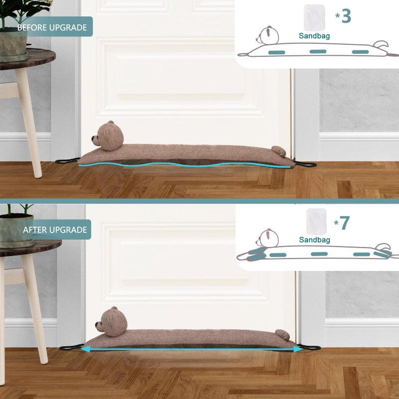 Marwood Bear Door Draft Stopper, 32 inch, 2.2lb, Polyester, Cute Bear, for Door & Window, Wind Stopper, Noise Blocker, with Hanging Loops - Image 3