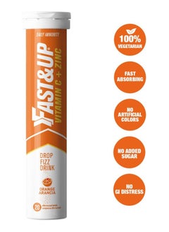 FAST&UP Vitamin C 1000mg + Zinc 10mg Orange Flavor Effervescent 20 Tablets  - Image 2