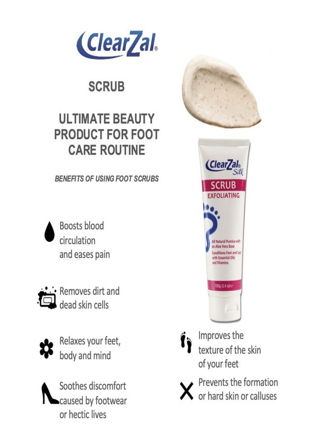ClearZal Scrub 3.4oz, Foot and Skin Exfoliating Scrub, All Natural Pumice With An Aloe Vera Base, Repairs Cracked Heels, Loosens Calluses and Dry Skin - Image 3