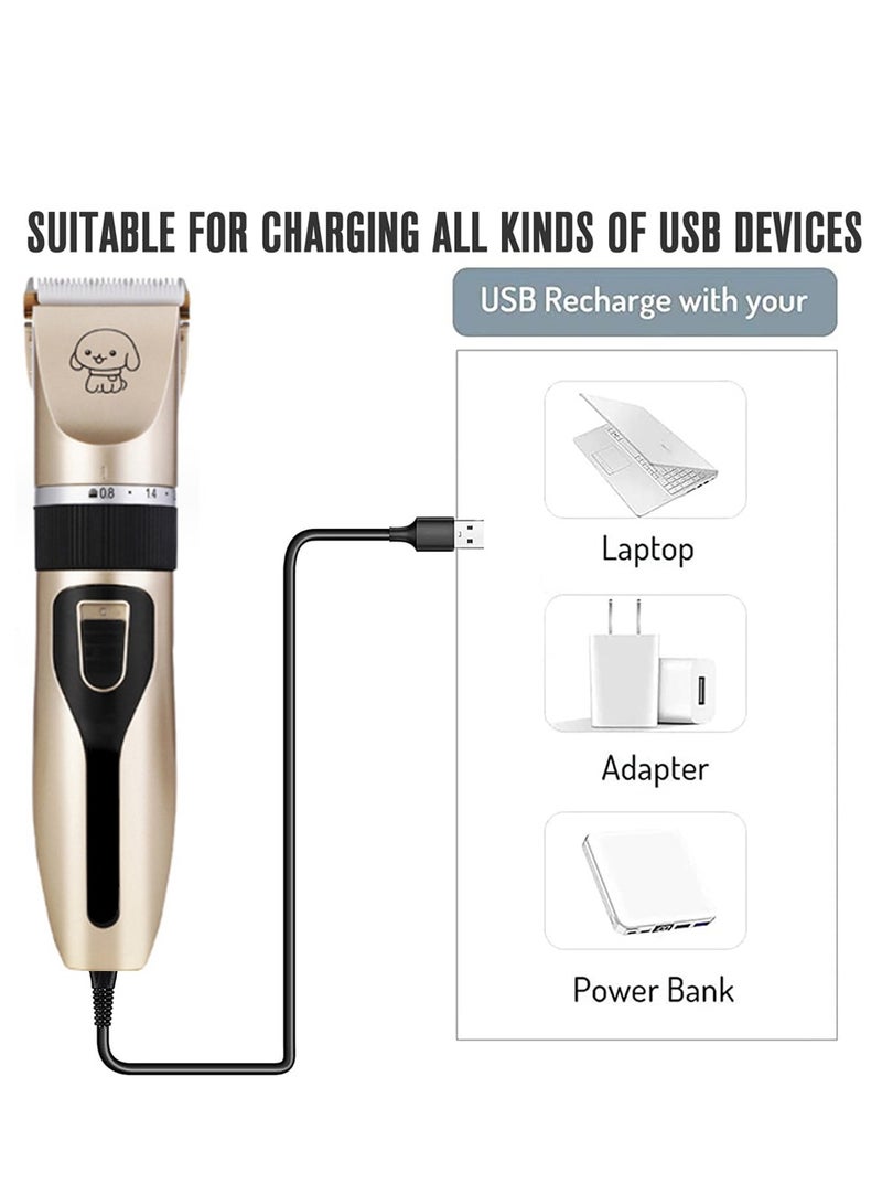 Dougez 12 Pcs Dog Grooming Kit Clippers, Low Noise, Electric Quiet, Rechargeable, Cordless, Pet Hair Thick Coats Clippers Trimmers Set, Suitable for Dogs, Cats, and Other Pets - Image 4