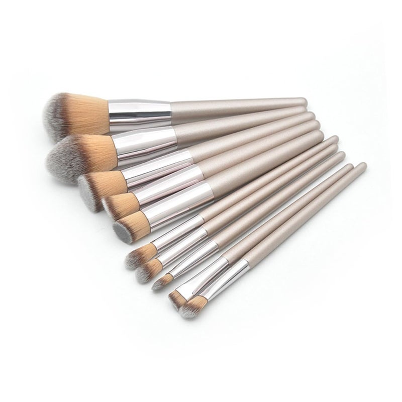 10pcs Cosmetic Brush Set with Cone-shaped Wooden Handles, Professional Makeup Brushes for Face and Eyes, Portable Makeup Tool Kit for Travel and Daily Use - Image 1