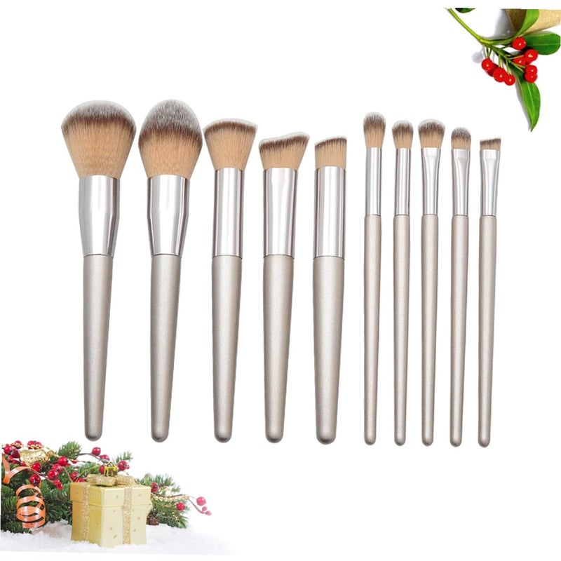10pcs Cosmetic Brush Set with Cone-shaped Wooden Handles, Professional Makeup Brushes for Face and Eyes, Portable Makeup Tool Kit for Travel and Daily Use - Image 5