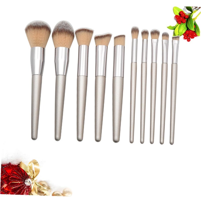 10pcs Cosmetic Brush Set with Cone-shaped Wooden Handles, Professional Makeup Brushes for Face and Eyes, Portable Makeup Tool Kit for Travel and Daily Use - Image 2