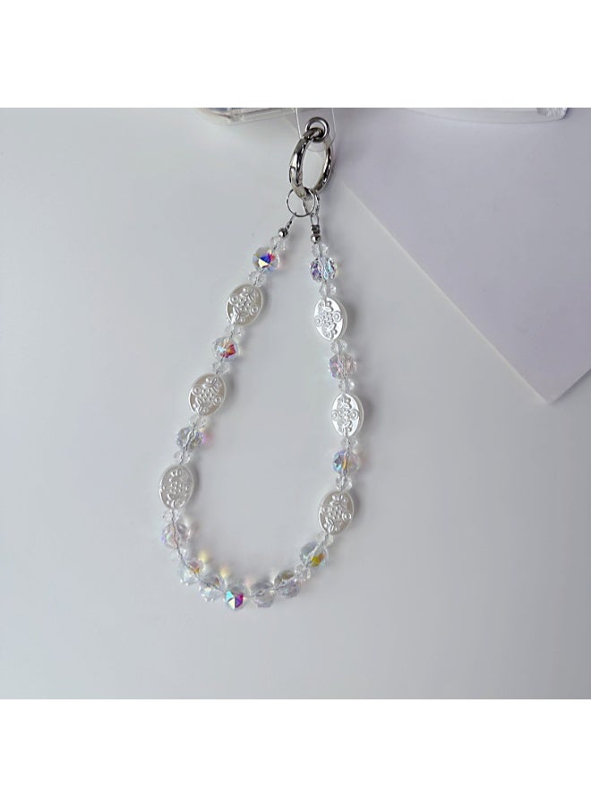 NIBEMINENT Super Cute Beaded Phone Charm – Trendy Phone Chain Wrist Strap, Shining Beads Chain Lanyard for Cell Phone