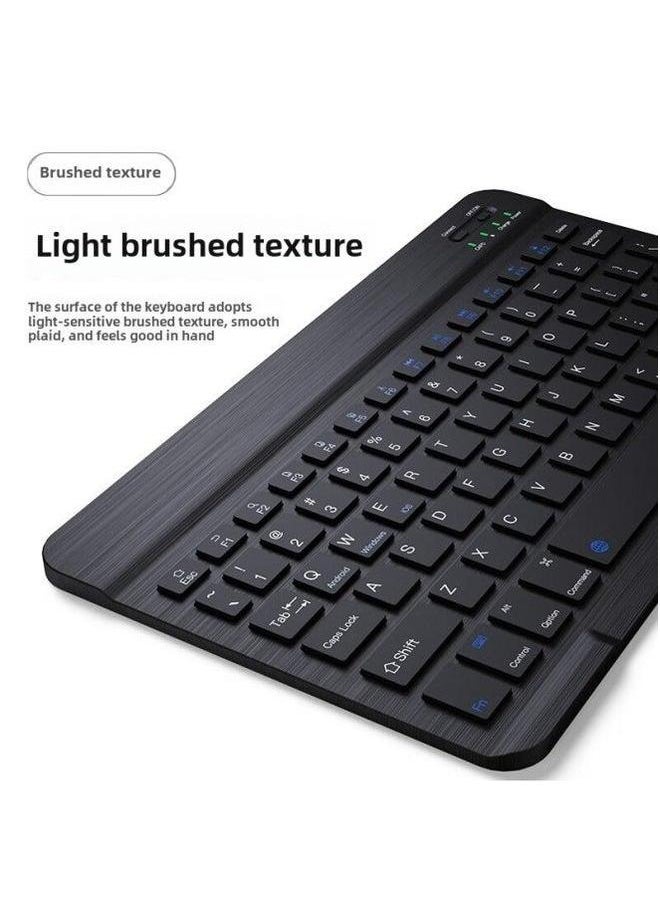 7/10 Inch Bluetooth Keyboard For IPad Mobile Phone Tablet Computer Spanish Thai Russian Bapwen Wireless Keyboard-Color:7 Battery Mouse-Product Type:Black