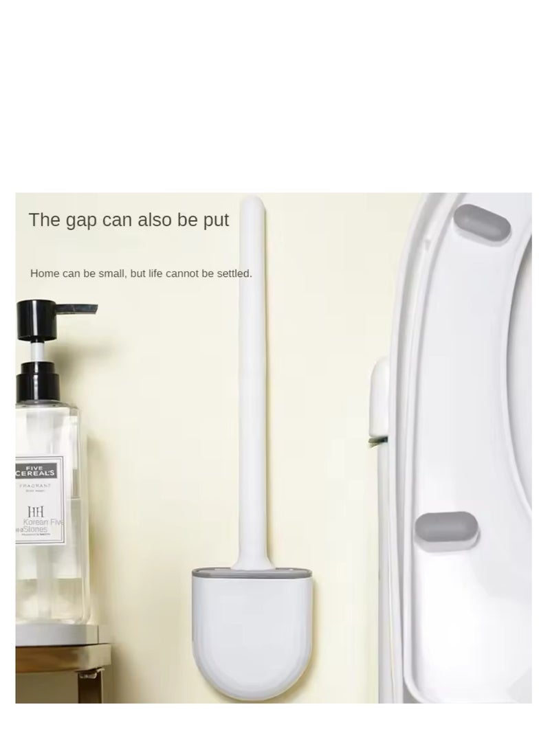 BLUE CORAL Flexible Silicone Toilet Brush with Holder Bathroom Leakproof Soft Toilet Bowl Cleaner Brush Wall Mounted Toilet Cleaning Brush  - Image 2