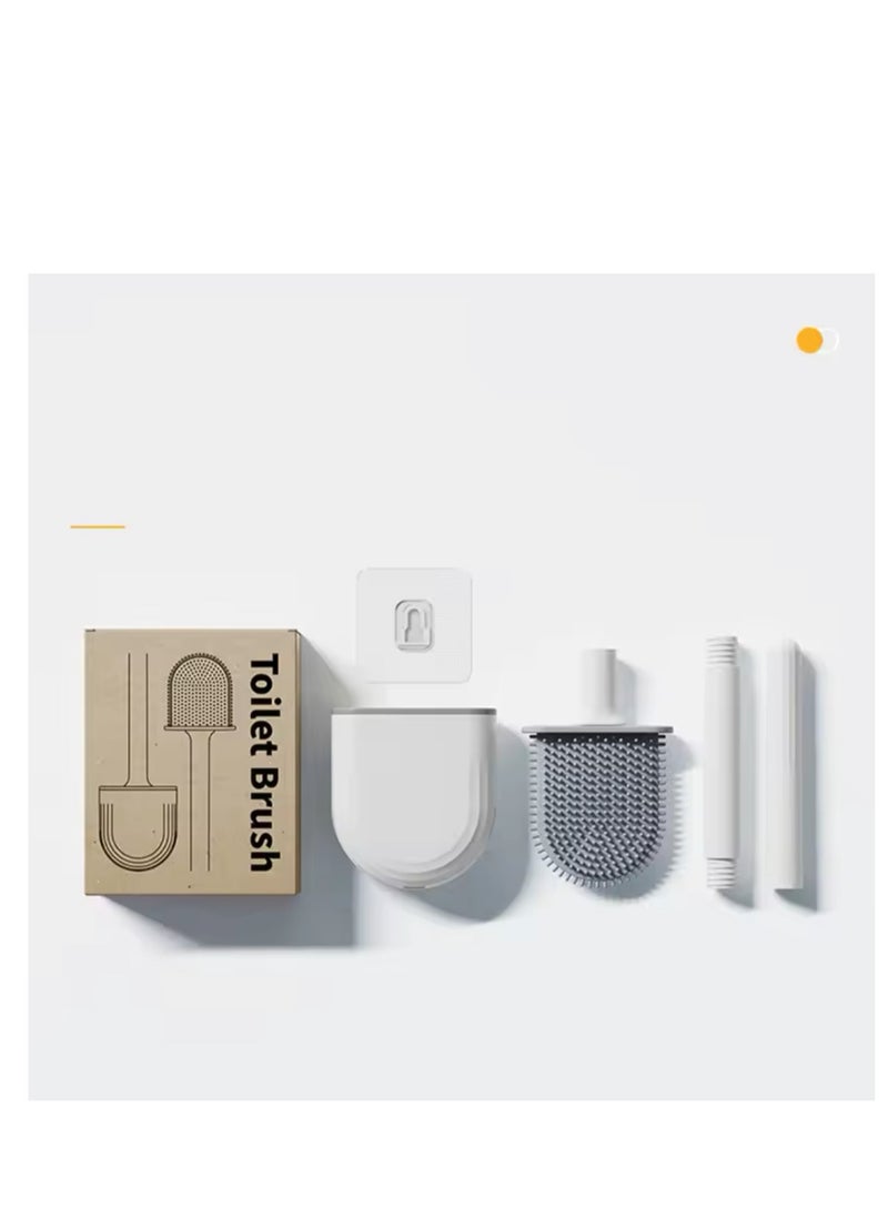 BLUE CORAL Flexible Silicone Toilet Brush with Holder Bathroom Leakproof Soft Toilet Bowl Cleaner Brush Wall Mounted Toilet Cleaning Brush  - Image 3