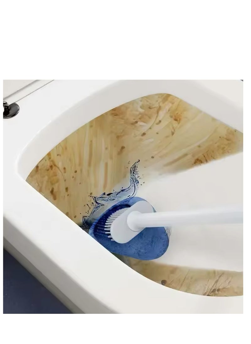 BLUE CORAL Flexible Silicone Toilet Brush with Holder Bathroom Leakproof Soft Toilet Bowl Cleaner Brush Wall Mounted Toilet Cleaning Brush  - Image 5