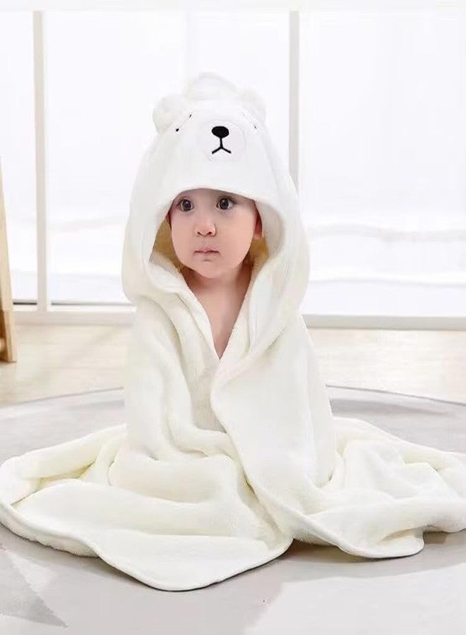 ZIKKU Ultra-Soft Baby Hooded Bath Towel | Cute Animal Design | Super Absorbent | Newborn to Toddler | Quick Dry & Gentle on Skin (White Teddy) - Image 1