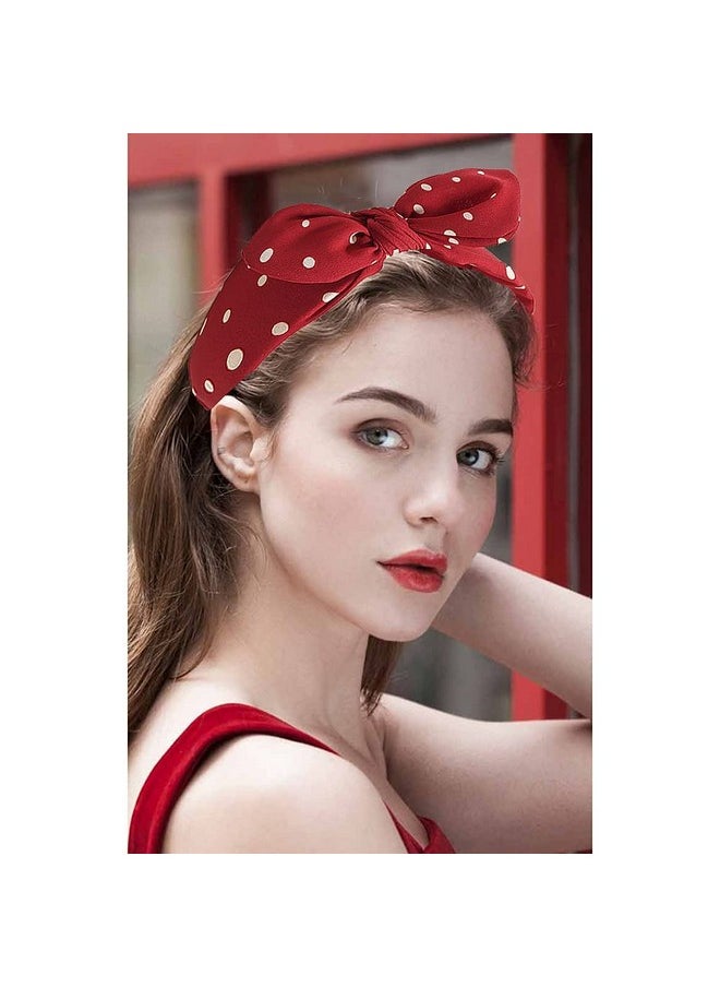 Lvyeer - Lvyeer 3 Pack Bow Headbands for Women,Wide Polka Dot Headband for Women Rabbit Ear Hair hoop - Image 1