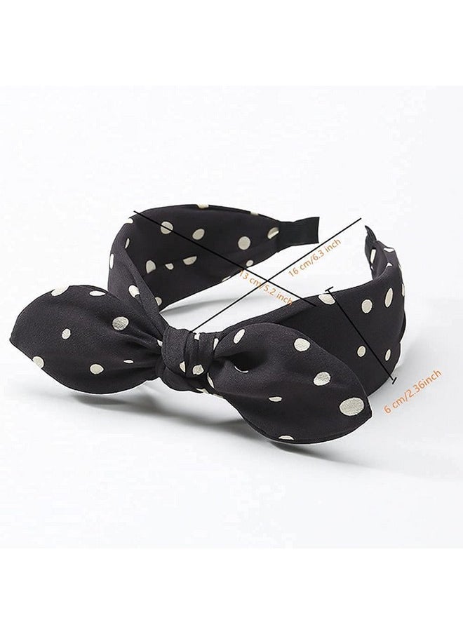 Lvyeer - Lvyeer 3 Pack Bow Headbands for Women,Wide Polka Dot Headband for Women Rabbit Ear Hair hoop - Image 1