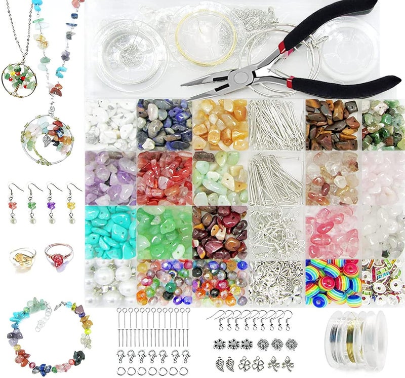 DIY Crafts 1700 Pcs Kit Kit Accessories Jewelry Bracelet Making kit Beads for Jewelry Making Ring Necklace Bracelet Earrings DIY Jewelry Making Supplies Suitable for Gir 1700 Pcs Kit Kit - Image 1
