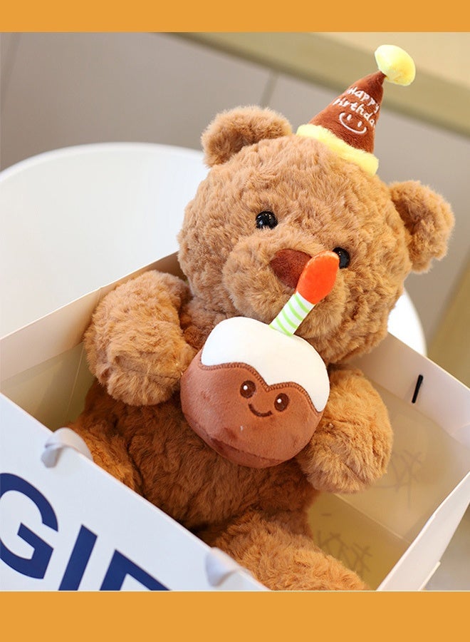 دب تيدي محشو 10 بوصات، دب كعكة عيد الميلاد، دب بني محشو أشعث، هدية عيد ميلاد لجميع الأعمار (بني) - Image 5