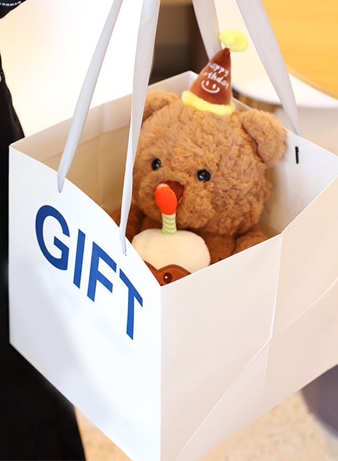 Stuffed Teddy Bear 10in, Birthday Cake Bear, Shaggy Stuffed Brown Bear, Birthday Gift for All Age (Brown) - Image 4