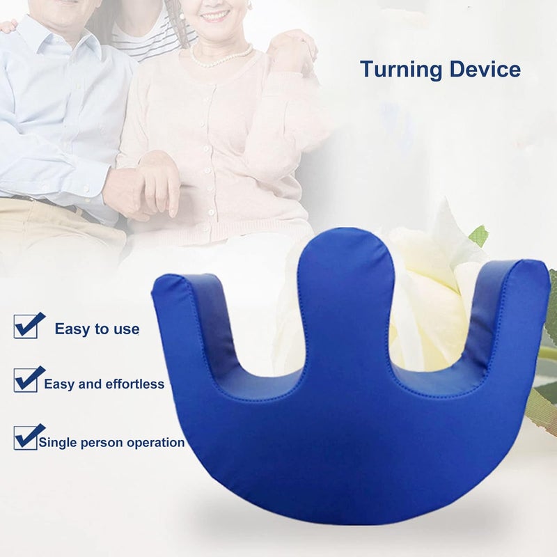 Asixxsix Patient Turning Device, Anti Decubitus Paralyzed Patient Turning Pillow U Shaped Multifunctional PU Leather Bedridden Elderly Turnover Device Bed Rest Nursing Tool (Blue) - Image 3