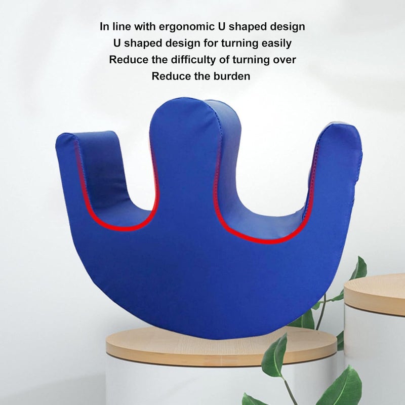 Asixxsix Patient Turning Device, Anti Decubitus Paralyzed Patient Turning Pillow U Shaped Multifunctional PU Leather Bedridden Elderly Turnover Device Bed Rest Nursing Tool (Blue) - Image 2