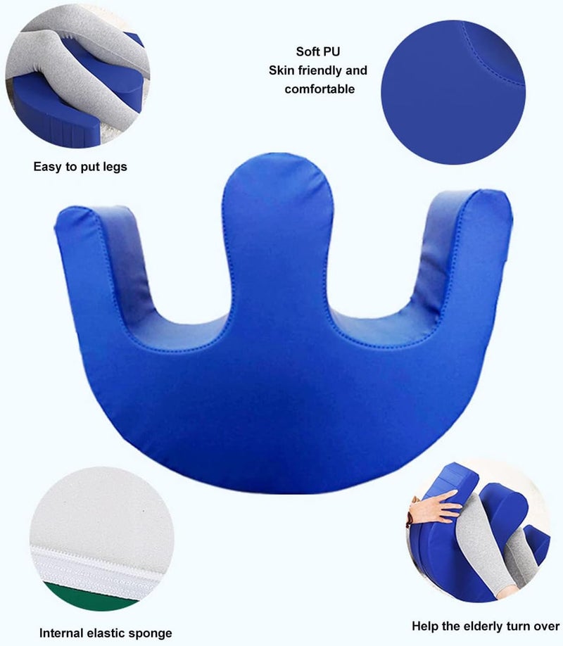 Asixxsix Patient Turning Device, Anti Decubitus Paralyzed Patient Turning Pillow U Shaped Multifunctional PU Leather Bedridden Elderly Turnover Device Bed Rest Nursing Tool (Blue) - Image 5