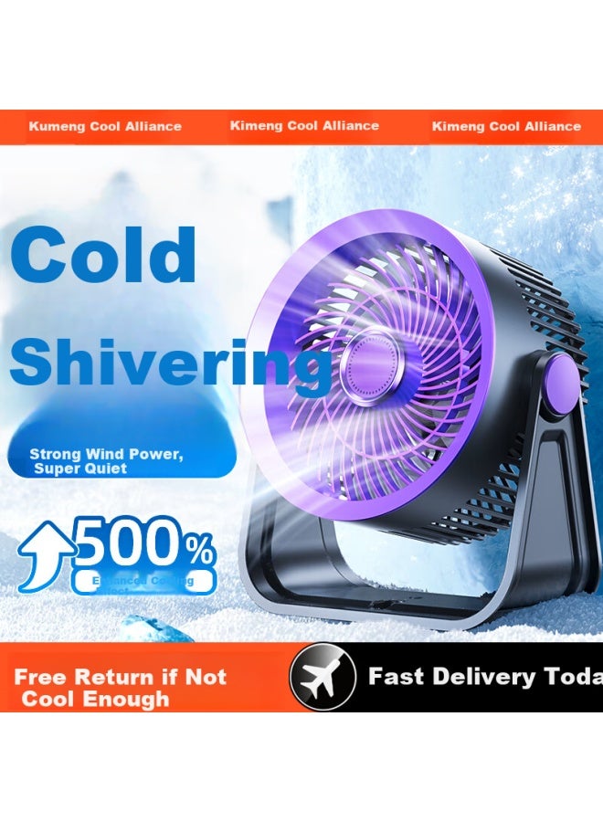 Kumeng Desktop Fan, Quiet Office Mini Usb Fan, Student Dormitory Bed Air Circulator, Long Battery Life Rechargeable Fa - Image 1