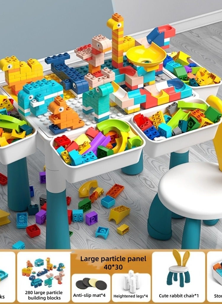 Children's activity table, toddler table and chair set, 361 building blocks, all-in-one children's game table, water table, sand table, suitable for boys and girls 3 4 5 6 years old (40*30cm)  - Image 1