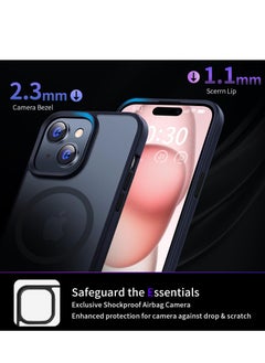 INFOSUN iPhone 15 Case Cover Compatible with Magsafe Magnetic Designed Shockproof Case Translucent Matte Protective Cover Back Hard Cases with Magnet for iPhone 15 Case Black  - Image 5