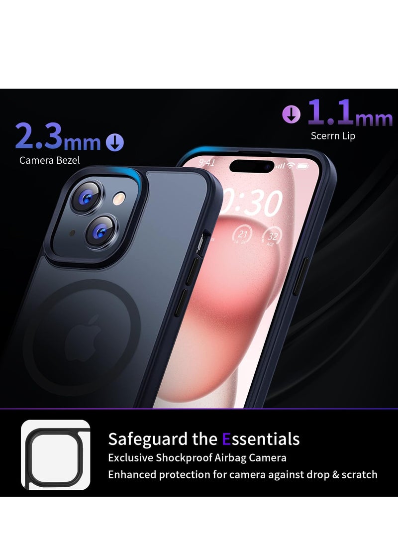 INFOSUN iPhone 15 Case Cover Compatible with Magsafe Magnetic Designed Shockproof Case Translucent Matte Protective Cover Back Hard Cases with Magnet for iPhone 15 Case Black - Image 5