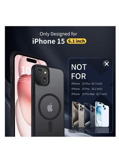 INFOSUN iPhone 15 Case Cover Compatible with Magsafe Magnetic Designed Shockproof Case Translucent Matte Protective Cover Back Hard Cases with Magnet for iPhone 15 Case Black  - Image 2