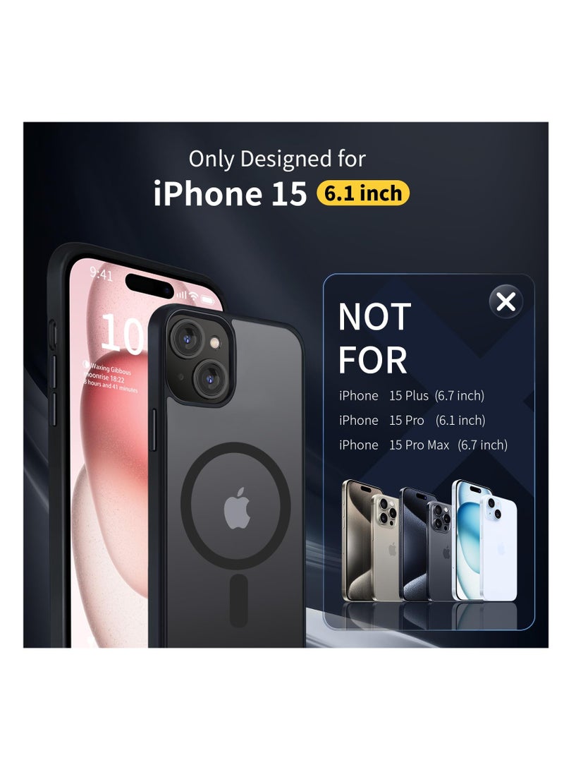 INFOSUN iPhone 15 Case Cover Compatible with Magsafe Magnetic Designed Shockproof Case Translucent Matte Protective Cover Back Hard Cases with Magnet for iPhone 15 Case Black - Image 2