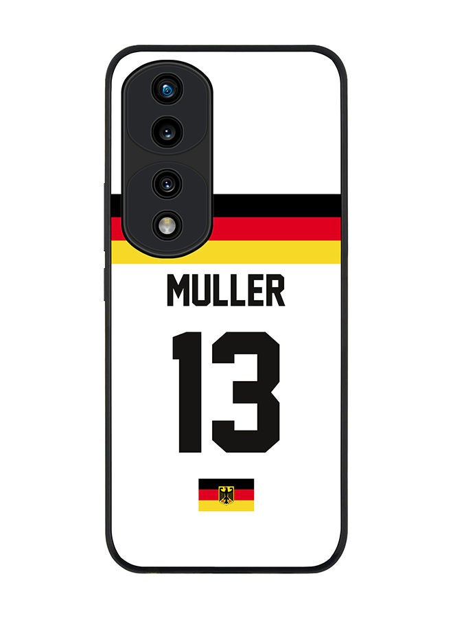 Stylizedd Rugged Black edge case for Honor 70 Pro Slim fit Soft Case Flexible Rubber Edges Anti Drop TPU Gel Thin Cover - Football Team - Germany Player Name - Muller - Image 1