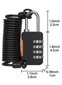 Generic 2Pcs 4 Digit Combination Lock Outdoor Waterproof Padlock with Steel Cable Rope, Padlock for File Cabinets Refrigerator Door Bikes Gym Locker (Black)  - Image 2
