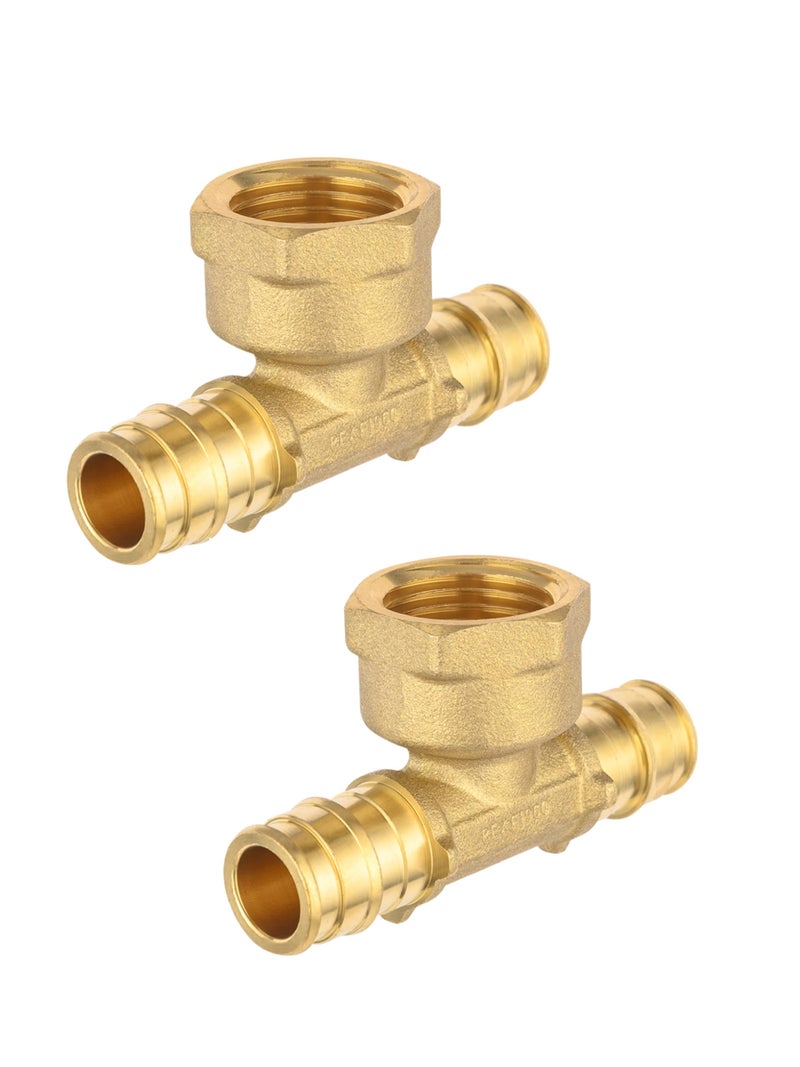 EFIELD Pack of 2 EFIELD Expansion Brass Fittings 12 Pex X 12 Female NPT Adapter Tee ASTM F1960PEX1960154 - Image 2