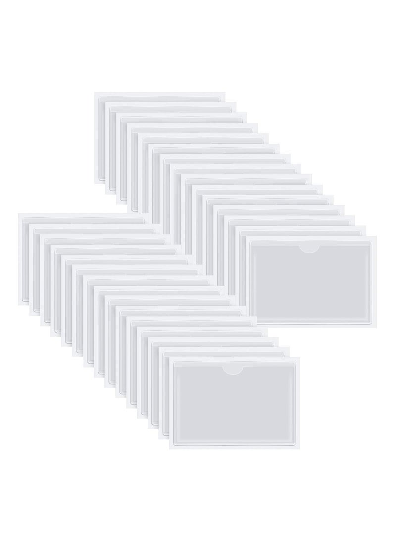 KASTWAVE جيوب بطاقات الفهرس ذاتية اللصق مع الجزء العلوي مفتوح للتحميل - حامل بطاقات مثالي لتنظيم وحماية بطاقات الفهرس الخاصة بك - بلاستيك شفاف للغاية، 4.33 × 6.3 بوصة، عبوة من 30 قطعة - Image 1
