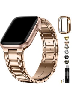 Fullmosa Fullmosa Compatible Apple Watch Strap 41mm 40mm 38mm, Stainless Steel Apple Watch Band with Case Metal Strap for iWatch Series 9 8 7 6 5 4 3 2 1 SE,38mm 40mm 41mm Rose Gold [Watch NOT Included]  - Image 1