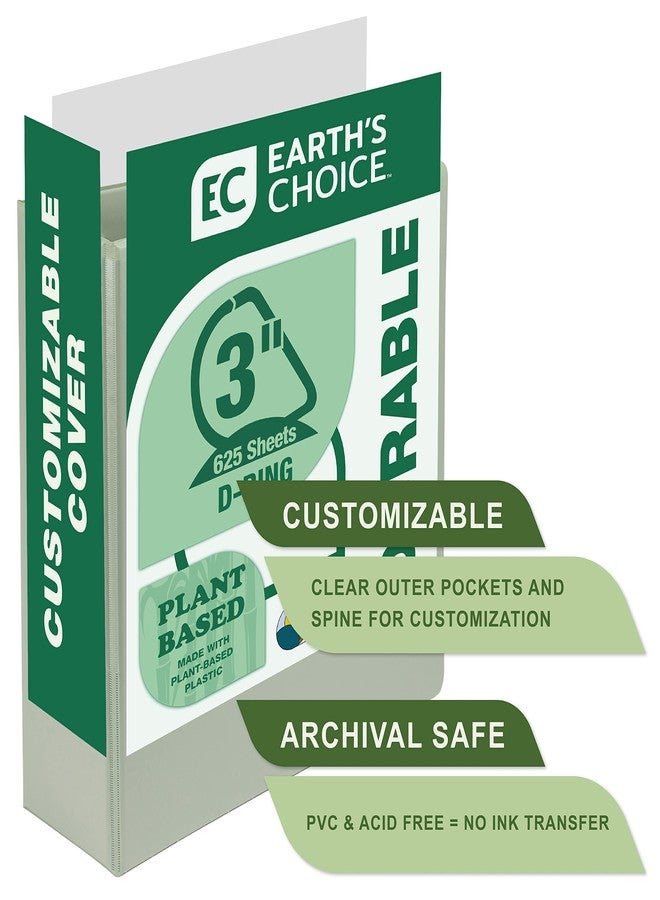 Samsill Plant-Based 3 Inch Durable D-Ring, View Binder, Eco-Friendly, USDA Certified Biobased, Single, Dusty Green - Image 3