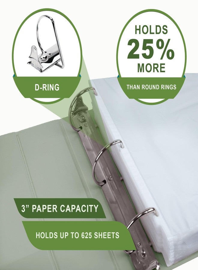 Samsill Plant-Based 3 Inch Durable D-Ring, View Binder, Eco-Friendly, USDA Certified Biobased, Single, Dusty Green - Image 5