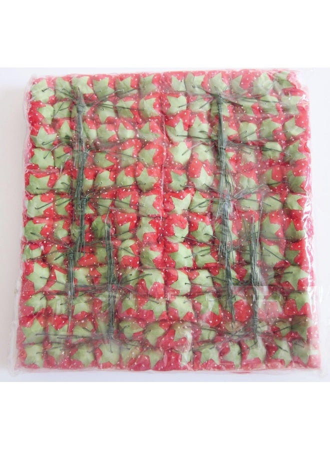 Artfen Mini Fake Rose Flower Heads 144pcs Mini Artificial Roses DIY Wedding Flowers Accessories Make Bridal Hair Clips Headbands Dress Bottom add Gauze Red - Image 4