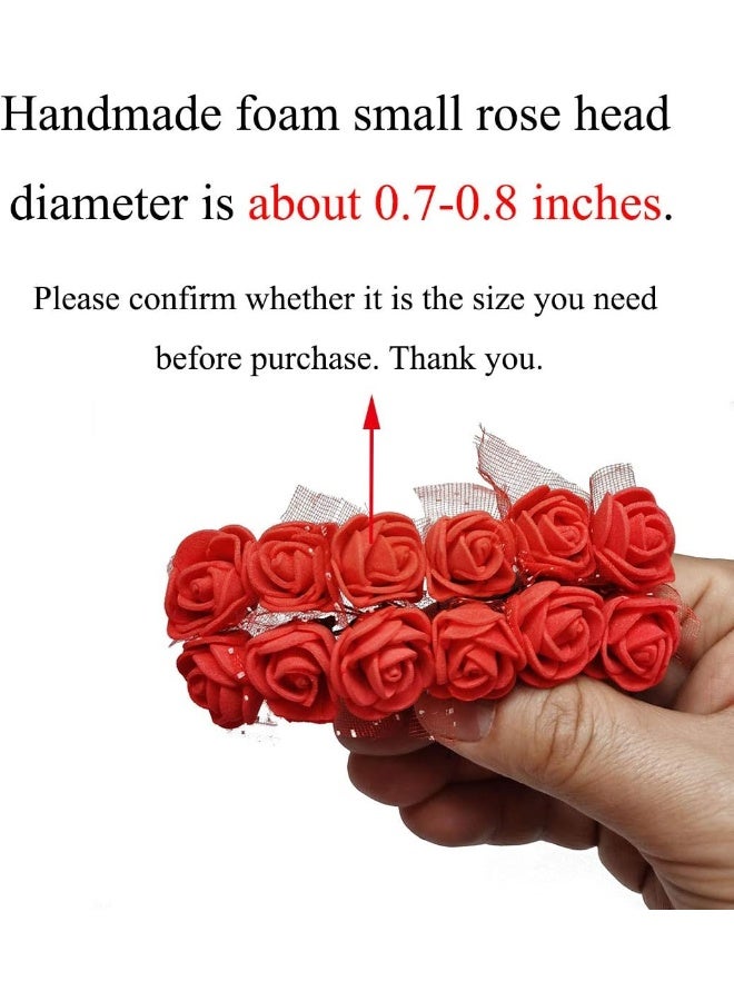 Artfen Mini Fake Rose Flower Heads 144pcs Mini Artificial Roses DIY Wedding Flowers Accessories Make Bridal Hair Clips Headbands Dress Bottom add Gauze Red - Image 5