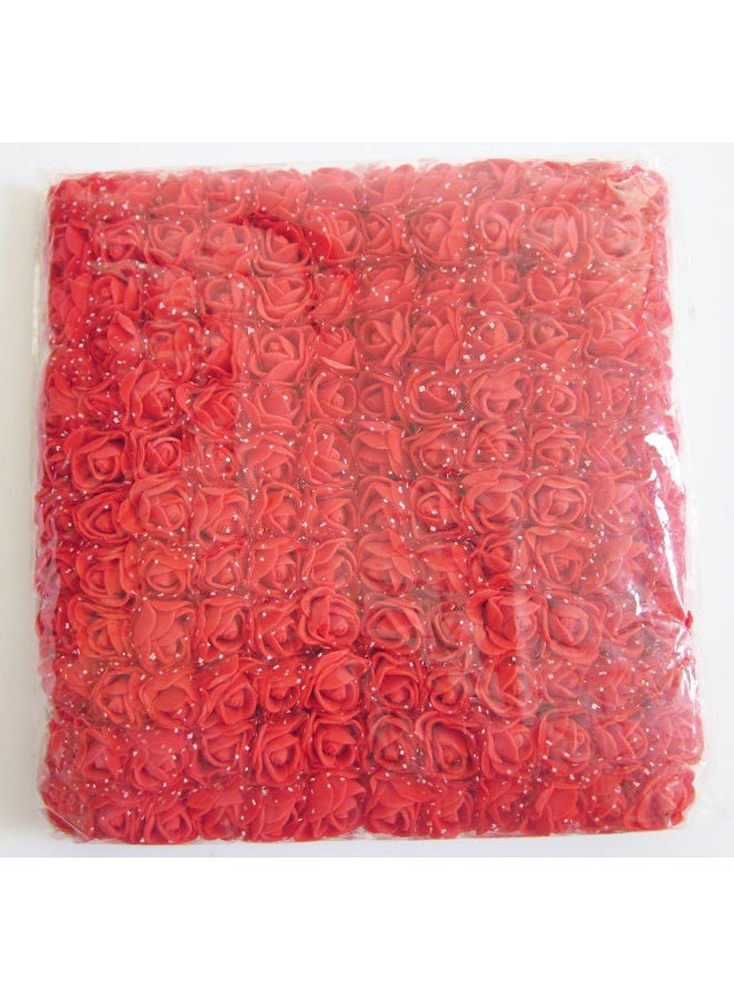 Artfen Mini Fake Rose Flower Heads 144pcs Mini Artificial Roses DIY Wedding Flowers Accessories Make Bridal Hair Clips Headbands Dress Bottom add Gauze Red - Image 3