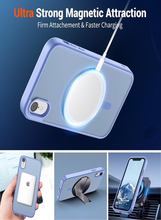 استلق جراب هاتف SUPFINE المغناطيسي لهاتف iPhone XR (متوافق مع MagSafe) (حماية فائقة ضد السقوط بمعايير عسكرية) جراب رفيع وشفاف غير لامع مقاوم للصدمات ومضاد لبصمات الأصابع، أزرق بنفسجي - Image 5