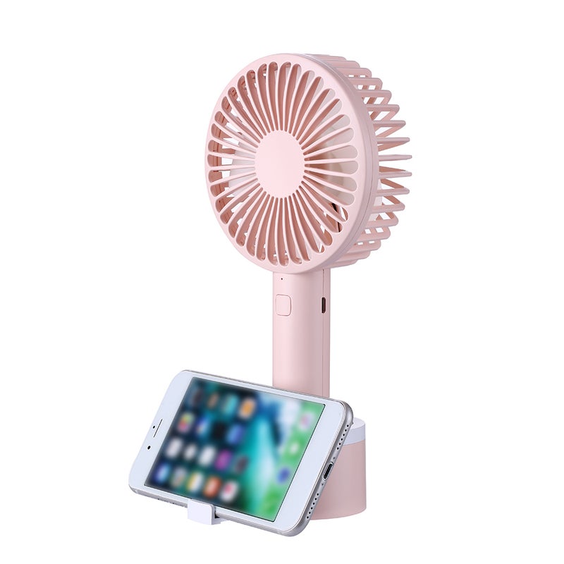 Loquat 3-Speed Portable Adjustable Handheld Mini Fan With Detachable Base Phone Holder DH1113 Pink - Image 3