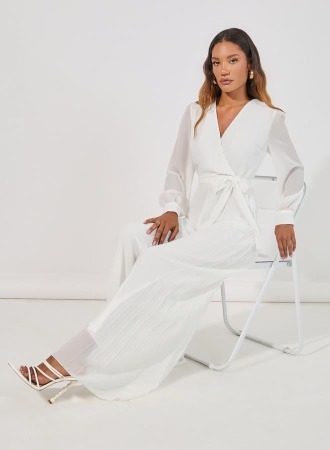 Styli Wide Leg Pleated Chiffon Jumpsuit  - Image 1