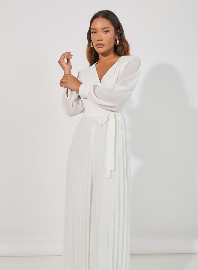 Styli Wide Leg Pleated Chiffon Jumpsuit  - Image 5