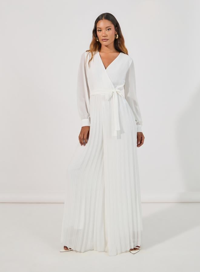 Styli Wide Leg Pleated Chiffon Jumpsuit  - Image 3