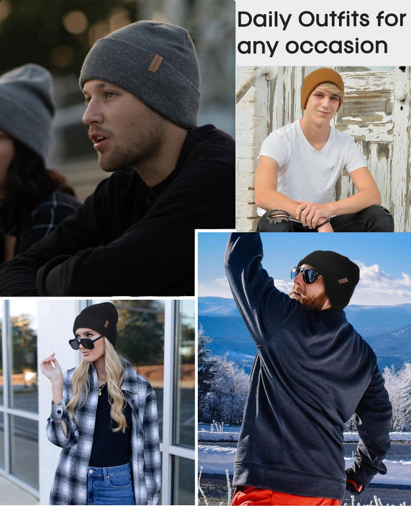 FURTALK Beanie for Men Women Cuffed Thick Knitted Unisex Winter Hat Beanies Skull Cap Grey - Image 5